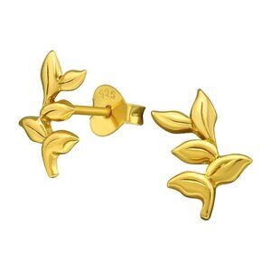 14k Gold Vermeil Leaf Studs